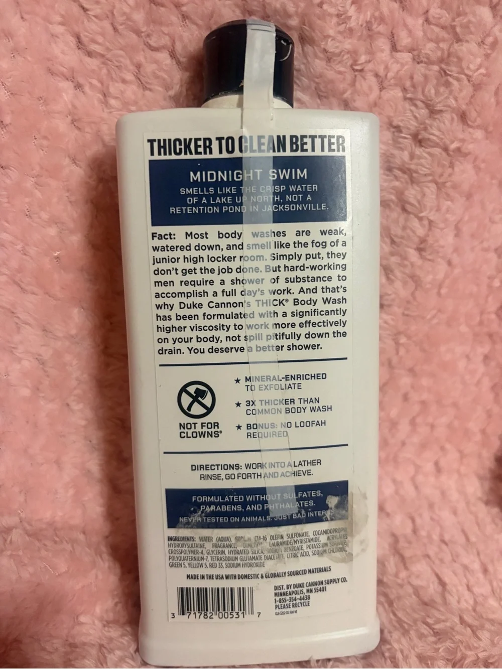Duke Cannon Thick Body Wash Midnight Swim Sandalwood~Lavender 18oz